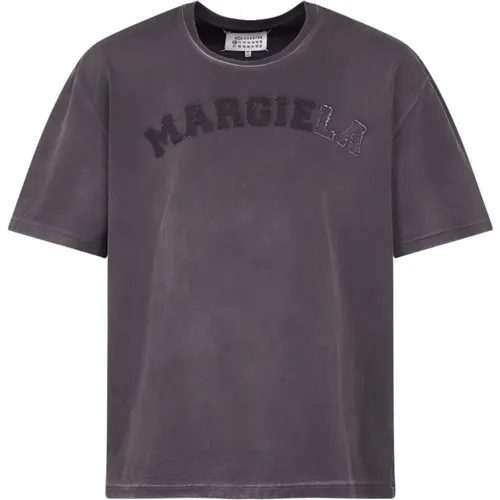 Graue T-Shirts und Polos mit Logo-Stickerei , Herren, Größe: L - Maison Margiela - Modalova