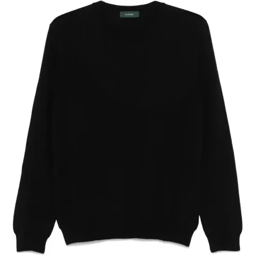 Schwarzer Pullover mit Rundhalsausschnitt , Herren, Größe: 3XL - Zanone - Modalova