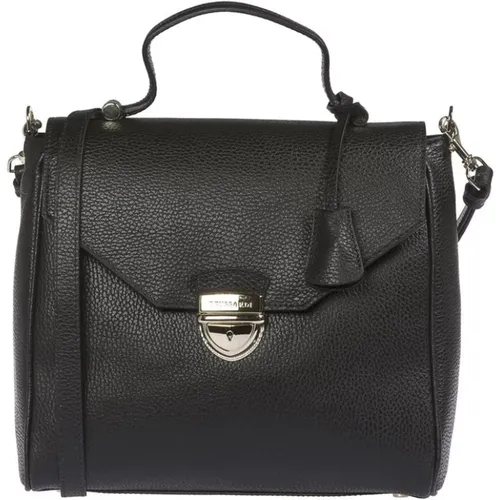 Leather Handbag with Metal Snap Closure , female, Sizes: ONE SIZE - Trussardi - Modalova