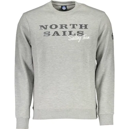 Grauer Langarm-Crewneck-Sweatshirt , Herren, Größe: M - North Sails - Modalova