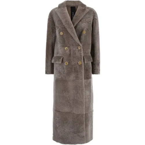 Taupe Shearling Wintermantel - Blancha - Modalova