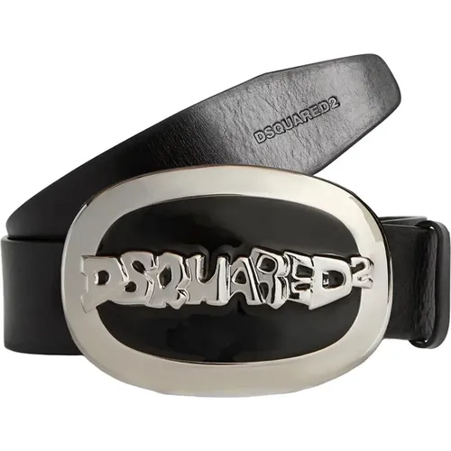 Schwarzer Ledergürtel mit Logoschnalle , Herren, Größe: 105 CM - Dsquared2 - Modalova