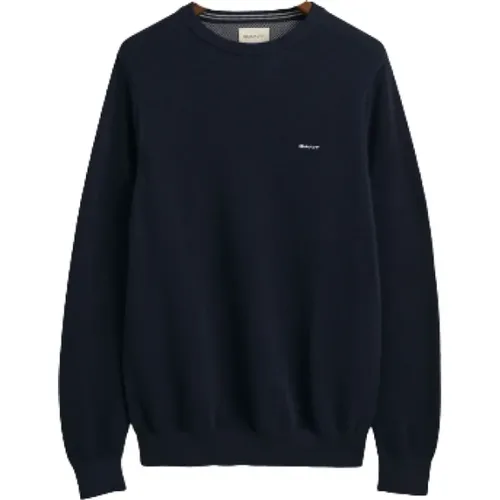 Cotton Pique C-Neck Sweater , male, Sizes: 2XL, L, M, S - Gant - Modalova