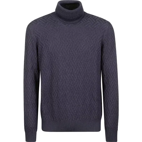 Blauer Merinowoll Rollkragenpullover , Herren, Größe: L - Drumohr - Modalova