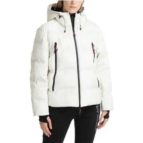 Abstrakte Multicolor Ski Jacke mit Kapuze - Emporio Armani EA7 - Modalova