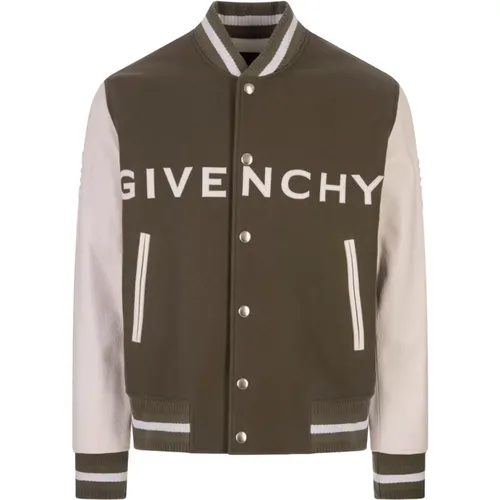 Bomber Jacket Melange Wool Leather , male, Sizes: L, M - Givenchy - Modalova