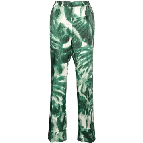 Palazzo Trousers with Japanese Branch Print , female, Sizes: XS - F.r.s For Restless Sleepers - Modalova