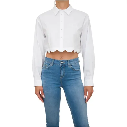 Weißes Besticktes Cropped Hemd , Damen, Größe: 2XS - Twinset - Modalova