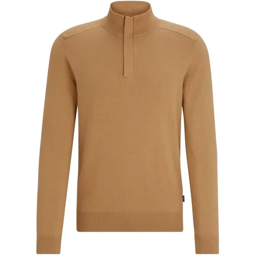 Regular Fit Troyer Pullover mit Verstecktem Reißverschluss , Herren, Größe: L - Hugo Boss - Modalova