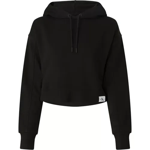 Schwarzer Rib Mix Sweatshirt für Frauen , Damen, Größe: S - Calvin Klein - Modalova