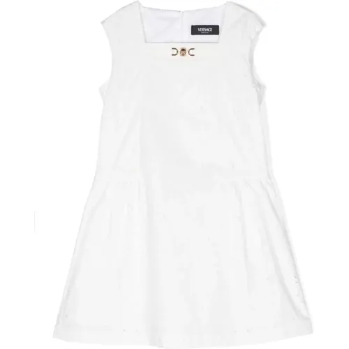 Weiße Barocco Print Kleid Versace - Versace - Modalova