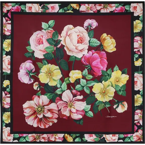 Multicolor Seidenschal mit Blumenmuster - Dolce & Gabbana - Modalova