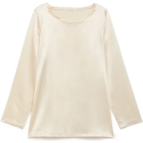 Seiden Satin Langarmshirt , Damen, Größe: L - MALIPARMI - Modalova