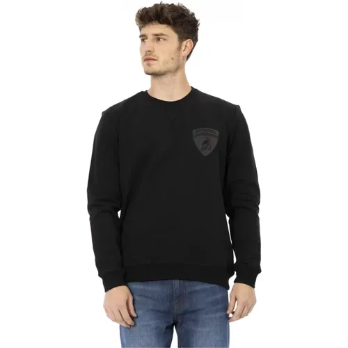 Moderner Crewneck Sweatshirt mit Rippbündchen,Sweatshirt mit Logo-Druck - AUTOMOBILI LAMBORGHINI - Modalova