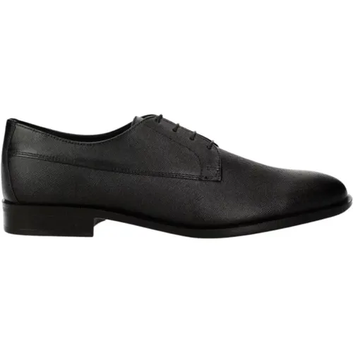 Schwarze flache Schnürschuhe , Herren, Größe: 43 EU - Hugo Boss - Modalova