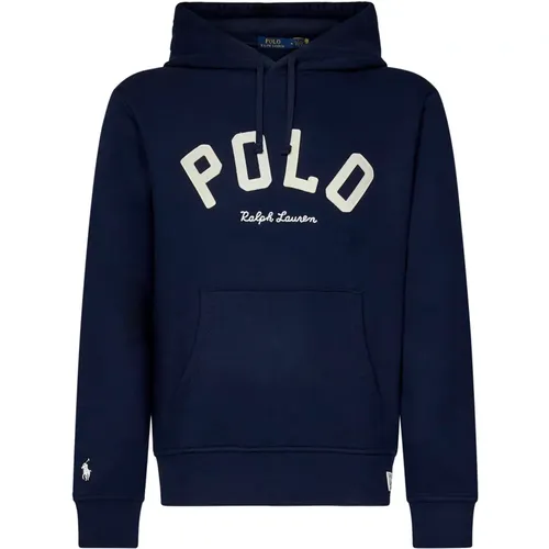 Blauer Kapuzenpullover mit Pony-Stickerei , Herren, Größe: L - Polo Ralph Lauren - Modalova