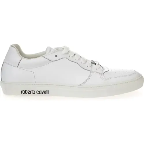 Weiße Leder Low-Top Sneakers , Damen, Größe: 36 EU - Roberto Cavalli - Modalova