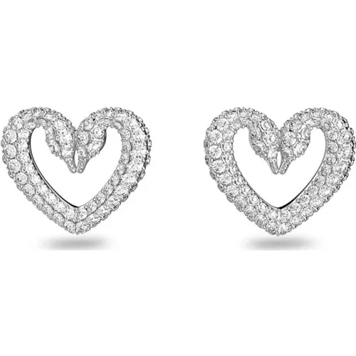 Heart Crystal Stud Earrings , female, Sizes: ONE SIZE - Swarovski - Modalova
