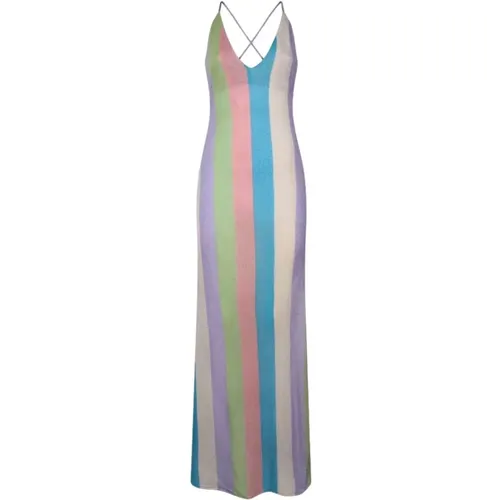 Gestreiftes Pop V-Ausschnitt Kleid , Damen, Größe: S - MC2 Saint Barth - Modalova