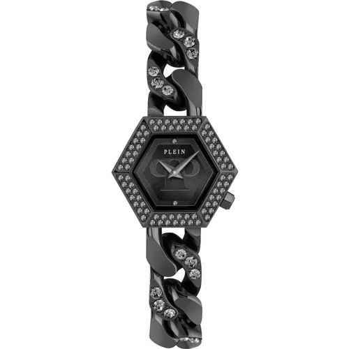 Hexagon Groumette Schwarze Kristalluhr , Damen, Größe: ONE Size - Philipp Plein - Modalova
