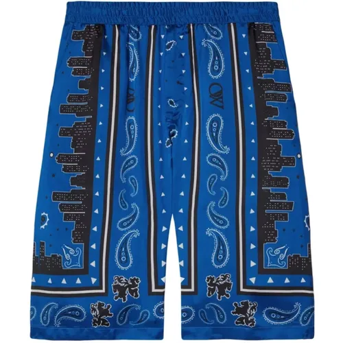Blaue Paisley Print Shorts , Herren, Größe: XS - Off White - Modalova