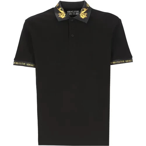 Cotton Polo with Contrasting Collar , male, Sizes: L, S - Versace Jeans Couture - Modalova