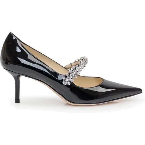 Schwarzer Lederschuh mit Kristallen - Jimmy Choo - Modalova