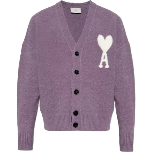 Cardigan with Logo , female, Sizes: S, M - Ami Paris - Modalova