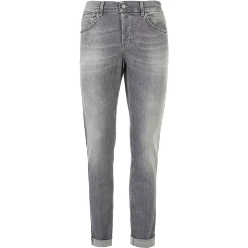 Grey Skinny Jeans with Metal Logo , male, Sizes: W38, W36 - Dondup - Modalova