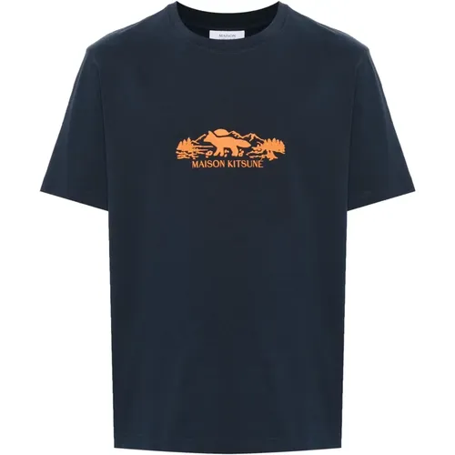 Marineblauer Fuchst-shirt,Fox T-Shirt mit National Parks Logo - Maison Kitsuné - Modalova