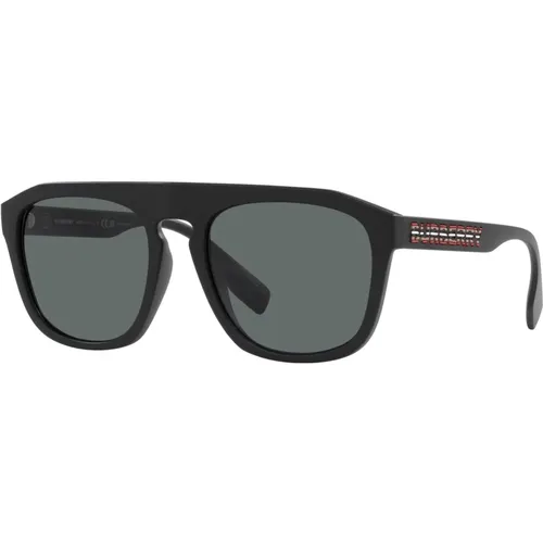 Matte Schwarze/Graue Sonnenbrille , Herren, Größe: 57 MM - Burberry - Modalova