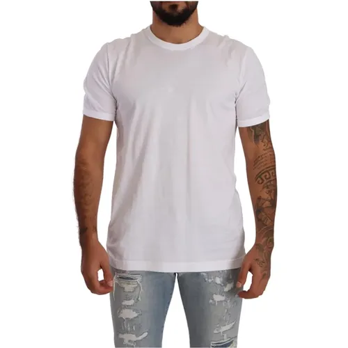 Weißes Baumwoll-Crewneck-T-Shirt , Herren, Größe: XS - Dolce & Gabbana - Modalova