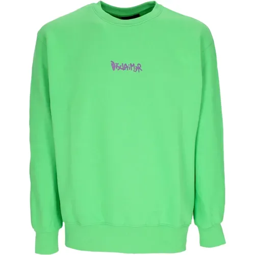 Leichter Crewneck Sweatshirt Rückenlogo Lime/Lila , Herren, Größe: S - Disclaimer - Modalova