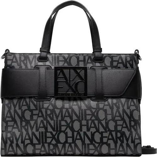 Schwarze Shopper Tasche Elegant Minimalistisch - Armani Exchange - Modalova