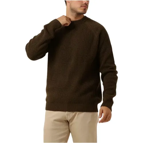 Grüner karierte Strickpullover , Herren, Größe: 2XL - Anerkjendt - Modalova