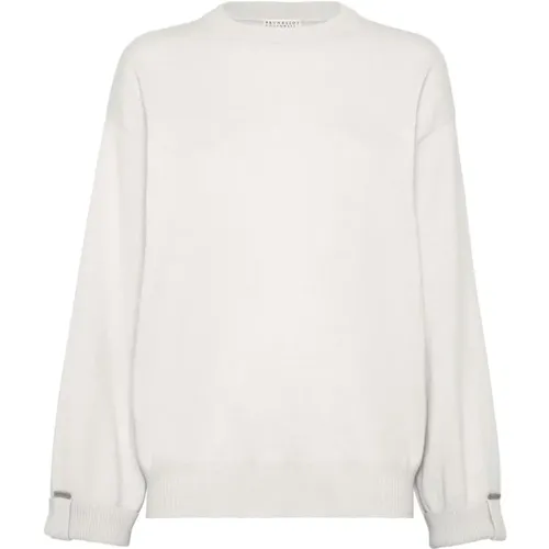 Ivory Sweaters , female, Sizes: L - BRUNELLO CUCINELLI - Modalova