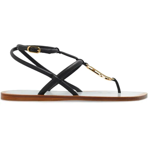 Flat Leather Sandals , female, Sizes: 4 UK - Fendi - Modalova