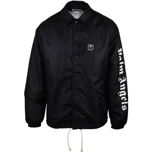 Schwarze Windbreaker Jacke mit Logo Patch , Herren, Größe: L - Palm Angels - Modalova