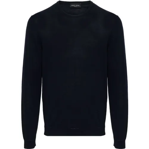 Cotton Sweater with Ribbed Hem , male, Sizes: M - Roberto Collina - Modalova