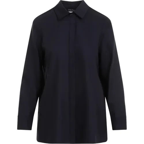 Blaue Wollbluse , Damen, Größe: 2XS - Max Mara - Modalova