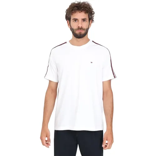 Global Stripe T-shirt Weiß , Herren, Größe: L - Tommy Hilfiger - Modalova