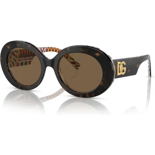 Havana/ Shaded Sunglasses , female, Sizes: 51 MM - Dolce & Gabbana - Modalova