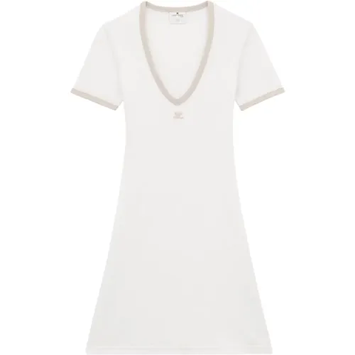 Contrast V Neck Mini Dress , female, Sizes: S, L, M - Courrèges - Modalova