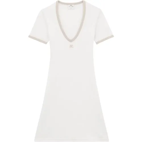 Contrast V Neck Mini Dress , female, Sizes: XS - Courrèges - Modalova