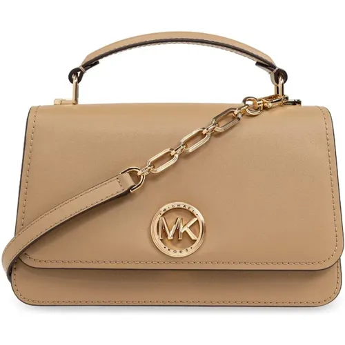 Beige Leather Shoulder Bag with Gold-tone Logo , female, Sizes: ONE SIZE - Michael Kors - Modalova