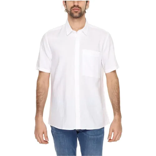 Weiße Leinenhemd Kurzarm Klassisch , Herren, Größe: S - Antony Morato - Modalova