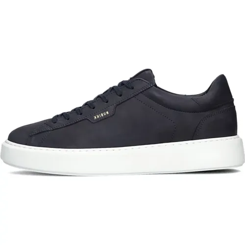 Dunkelblaue Low Top Sneakers,Schwarze Low-Top-Sneaker mit goldenen Details - Nubikk - Modalova