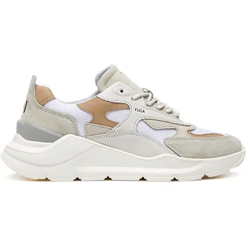 White Sneakers with Beige Leather Details , male, Sizes: 11 UK - D.a.t.e. - Modalova