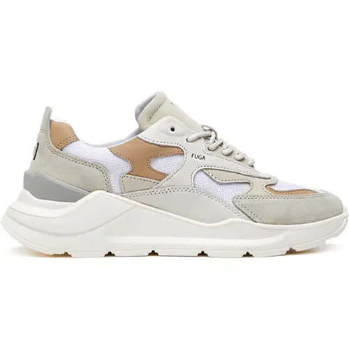 White Sneakers with Beige Leather Details , male, Sizes: 7 UK, 11 UK, 9 UK, 8 UK - D.a.t.e. - Modalova