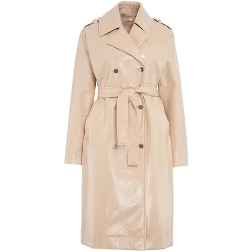 Doppelreihiger Eco-Leder Trenchcoat - Liu Jo - Modalova